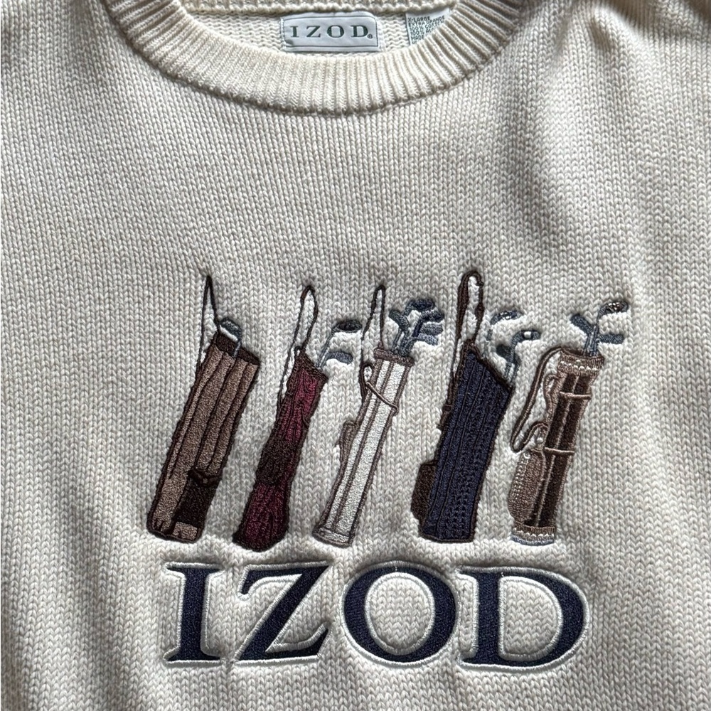IZOD Cream Golf Design Men's Sweater